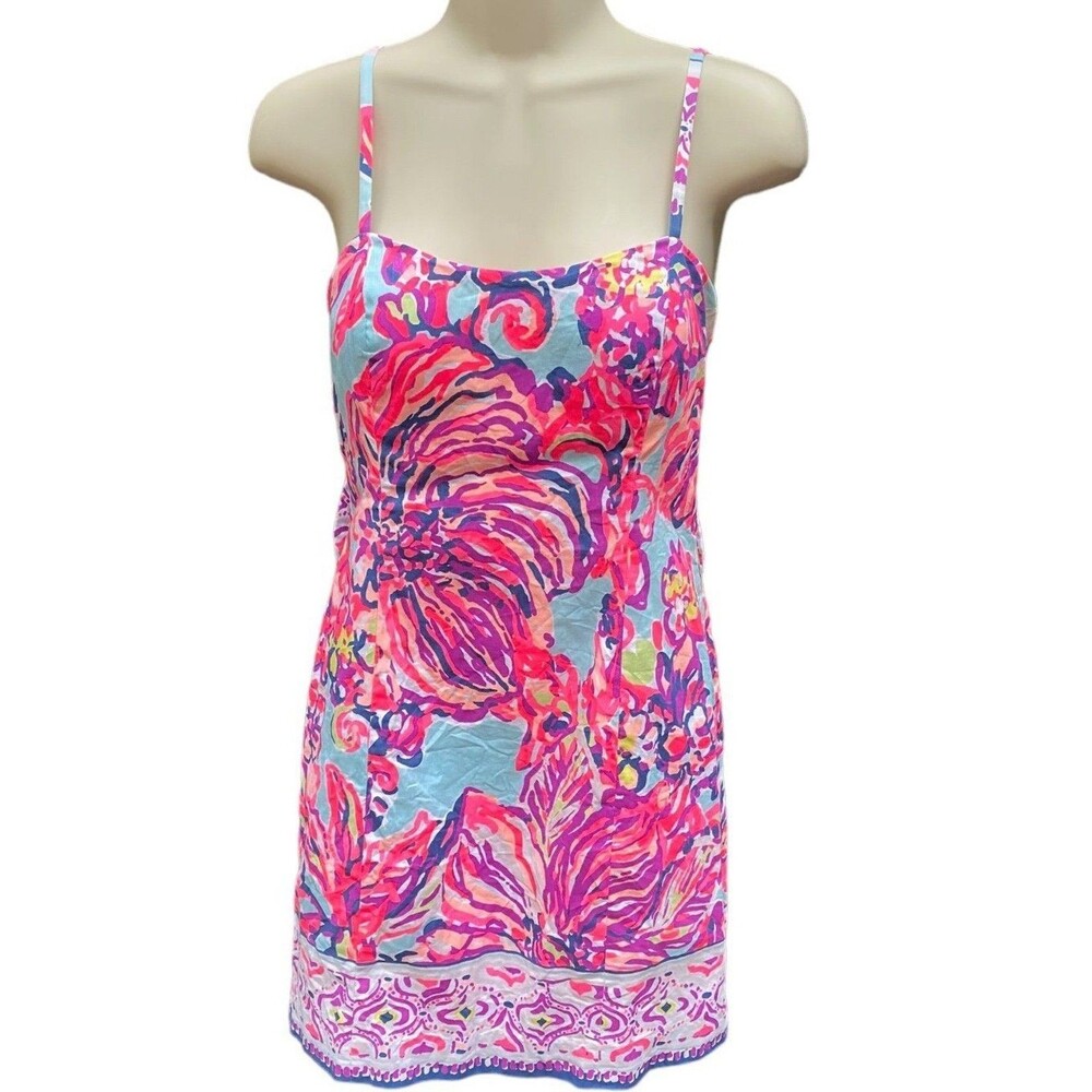 Lilly Pulitzer Shelli Dress Size 0 XS Serene Blue Big Escapade Print resort